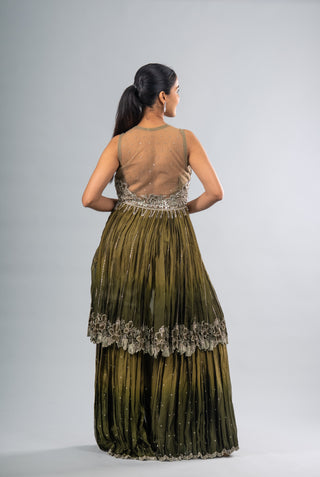 Regal Olive Green Garara Set