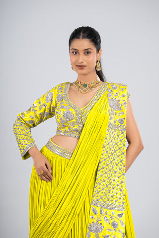 Vibrant Green Sequin Embellished Lehenga Set