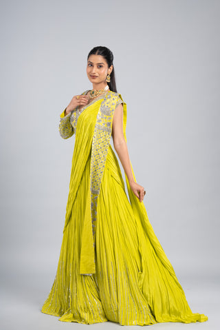 Vibrant Green Sequin Embellished Lehenga Set