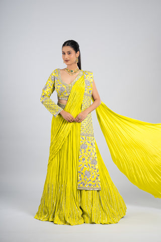 Vibrant Green Sequin Embellished Lehenga Set