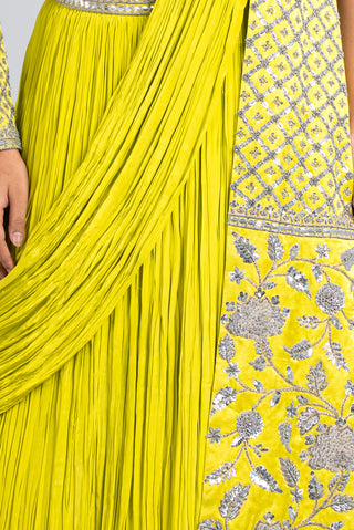 Vibrant Green Sequin Embellished Lehenga Set