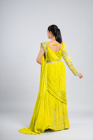 Vibrant Green Sequin Embellished Lehenga Set