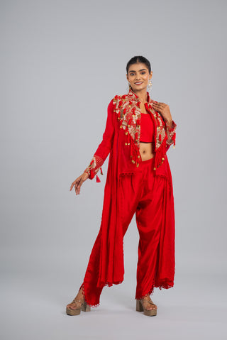Crimson Red Embroidered Set
