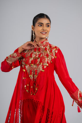Crimson Red Embroidered Set