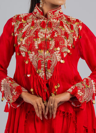 Crimson Red Embroidered Set