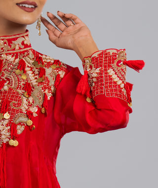 Crimson Red Embroidered Set