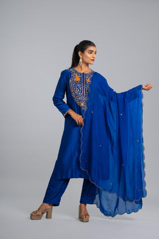 Royal Blue Embroidered Kurta Set