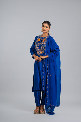Royal Blue Embroidered Kurta Set
