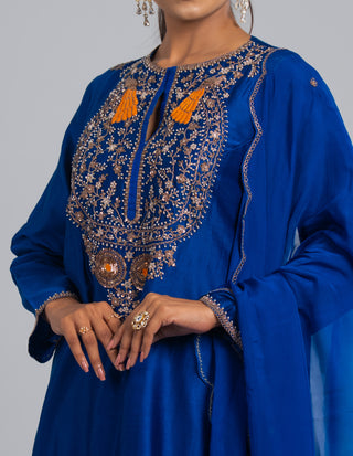 Royal Blue Embroidered Kurta Set