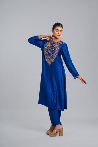 Royal Blue Embroidered Kurta Set