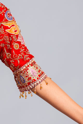 Rust Orange Embroidered Palazzo Set