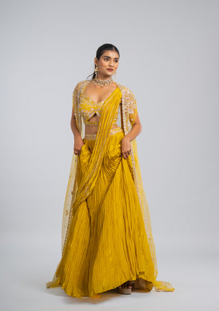 Sunflower Yellow Draped Saree