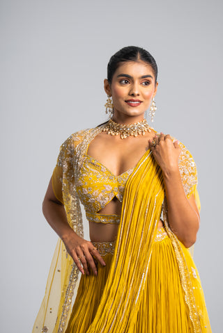 Sunflower Yellow Draped Saree