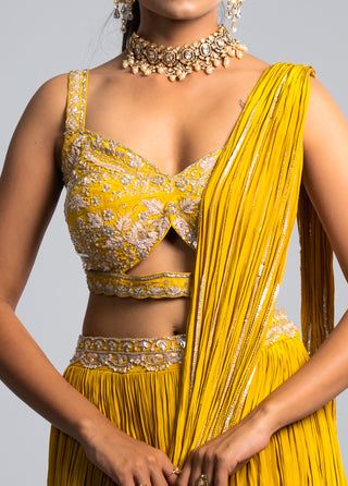 Sunflower Yellow Draped Saree