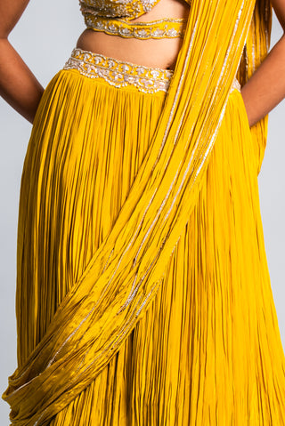 Sunflower Yellow Draped Saree