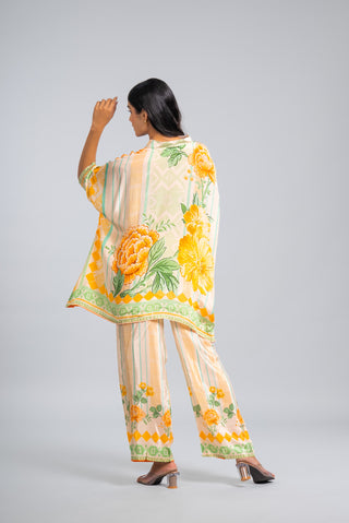 Pastel Floral Printed Kaftan Co-ord Set