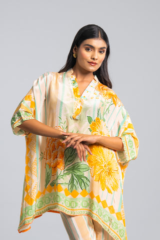 Pastel Floral Printed Kaftan Co-ord Set
