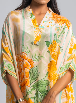 Pastel Floral Printed Kaftan Co-ord Set