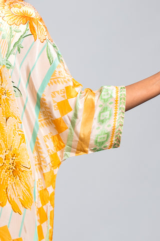 Pastel Floral Printed Kaftan Co-ord Set