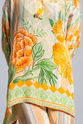 Pastel Floral Printed Kaftan Co-ord Set
