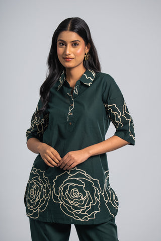 Emerald Green Floral Printed Co-ord Set