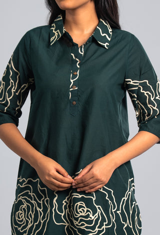 Emerald Green Floral Printed Co-ord Set