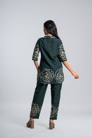 Emerald Green Floral Printed Co-ord Set