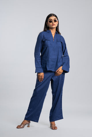 Midnight Blue Solid Co-ord Set