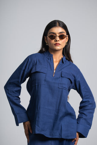 Midnight Blue Solid Co-ord Set