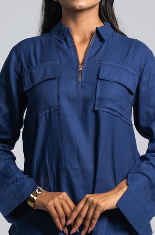 Midnight Blue Solid Co-ord Set