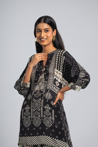 Black and Ivory Printed Co-ord