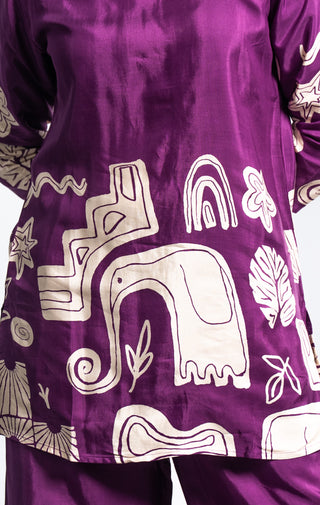 Purple Abstract Printed Co-ord Set