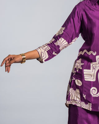 Purple Abstract Printed Co-ord Set
