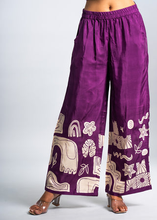 Purple Abstract Printed Co-ord Set