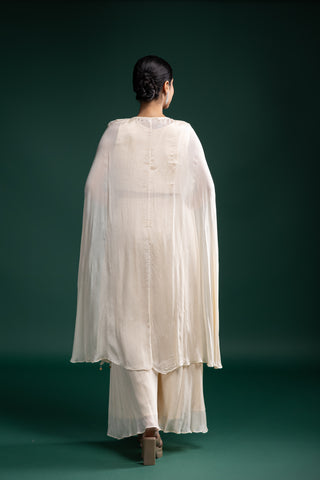 Ivory Gold Embroidered Kaftan Cape