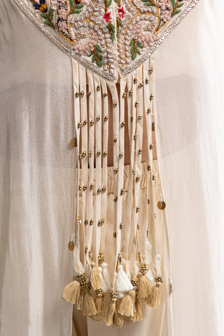 Ivory Gold Embroidered Kaftan Cape