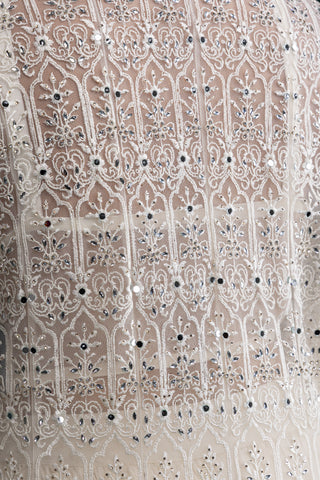 Pearl Cream White Mirror Embellished Jacket