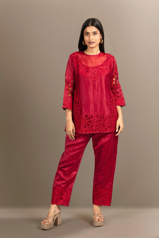 Deep Red Tonal Co-ord Set