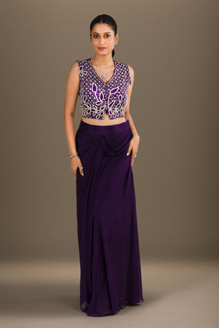 Royal Purple Drape Skirt Set