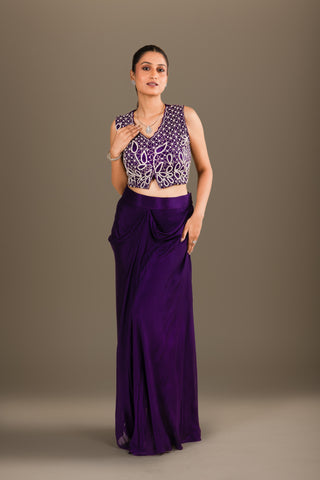 Royal Purple Drape Skirt Set