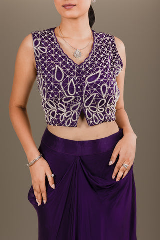 Royal Purple Drape Skirt Set