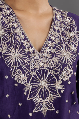 Opulent Deep Purple Sharara Set