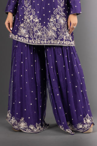 Opulent Deep Purple Sharara Set