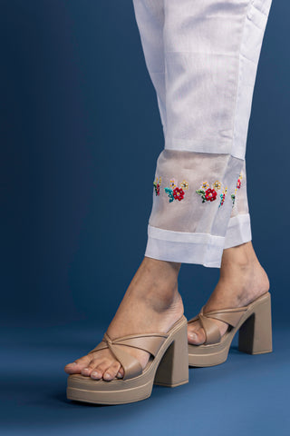 White Co-ord Set With Floral Embroidery