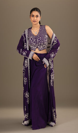Royal Purple Drape Skirt Set
