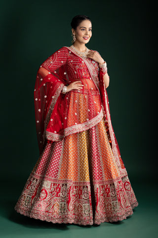 Multicolour Sunset Ombre Lehenga