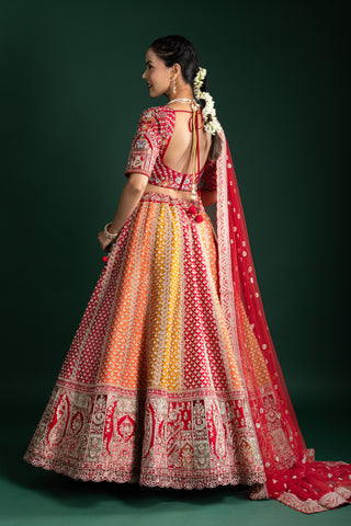Multicolour Sunset Ombre Lehenga