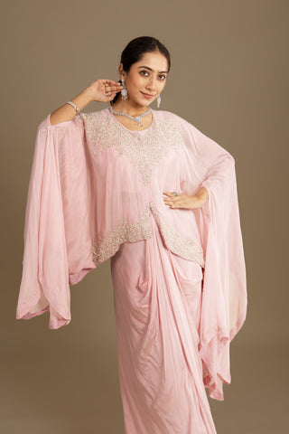 Elegant Soft Pink Cape Set