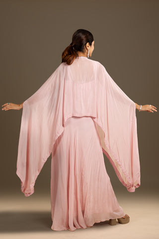 Elegant Soft Pink Cape Set