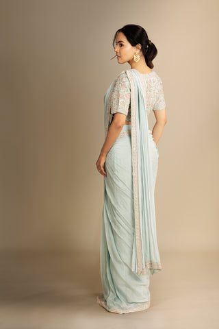 Powdery Blue Saree Set